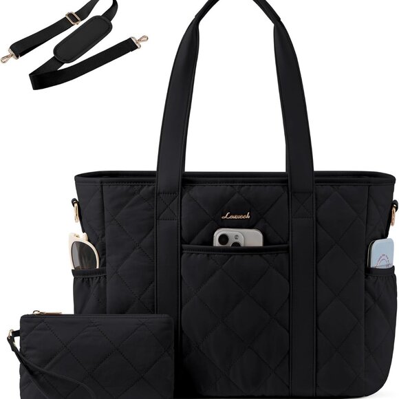 Large Capacity Quilted Puffer Tote Bag - Stylish and Functional Laptop Carrier - Picture 1 of 9